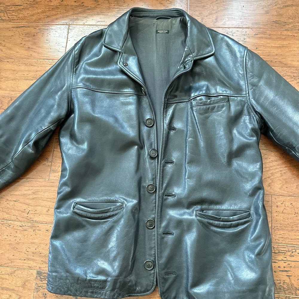 INDUSTRIA MENS BLACK LEATHER JACKET